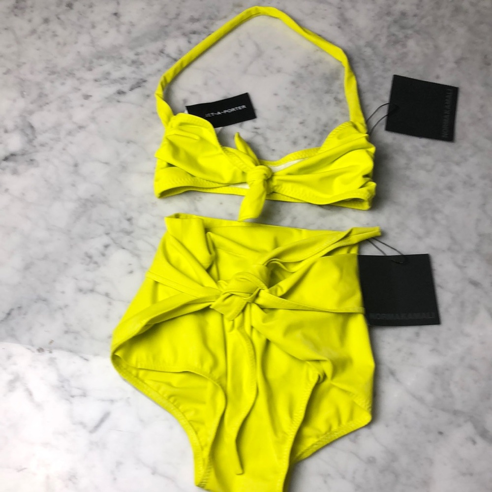 NORMA KAMALI Bright Yellow 
Diaper High-Waist Bikini Bottoms Bikini Set XS